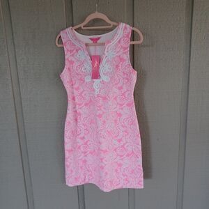 Lilly Pulitzer Harper Shift Dress Size S Preppy Cotton Blend Havana Pink Clawdia